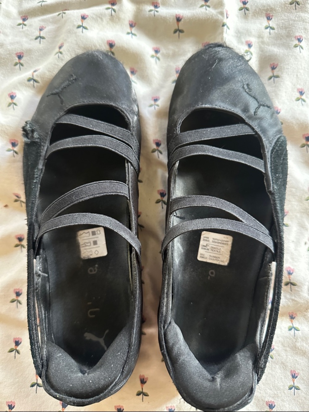 Puma Black Ballet Flats with Elastic Straps